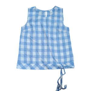 J. Crew Blue Buffalo Gingham Linen Sleeveless top with tie waistline size 4